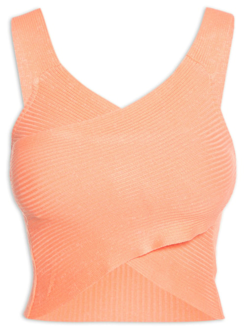 Blusa Tricot Frente Transpassada - Laranja Blusa Tricot Frente Transpassada - Laranja