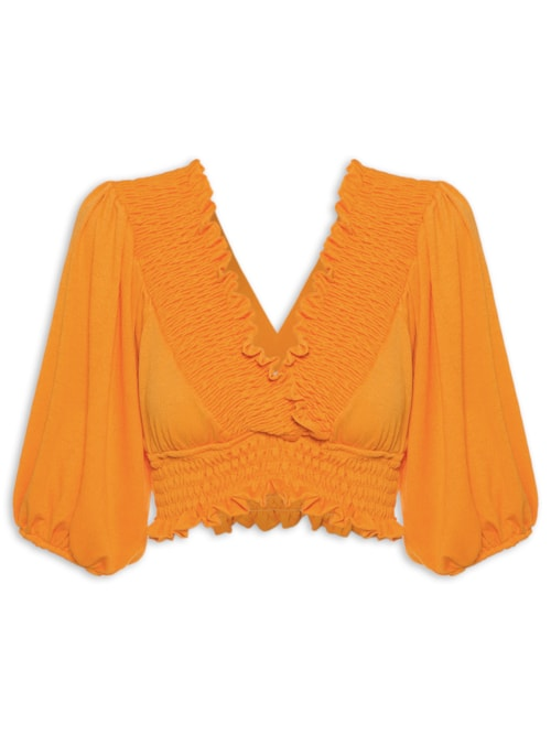 Blusa Cropped Com Lastex - Laranja Blusa Cropped Com Lastex - Laranja
