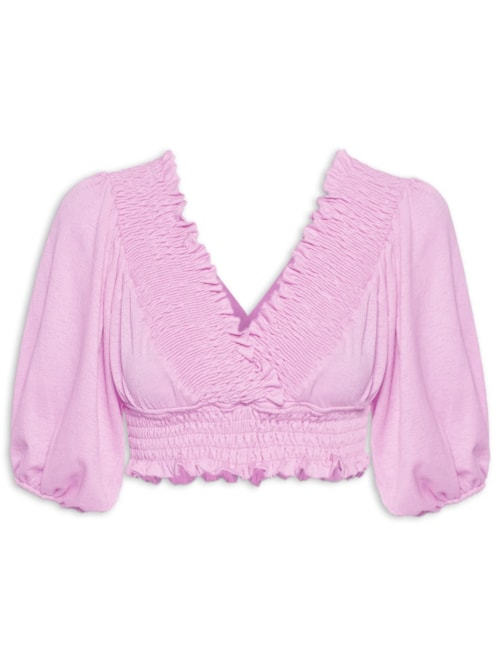 Blusa Cropped Com Lastex - Lilás