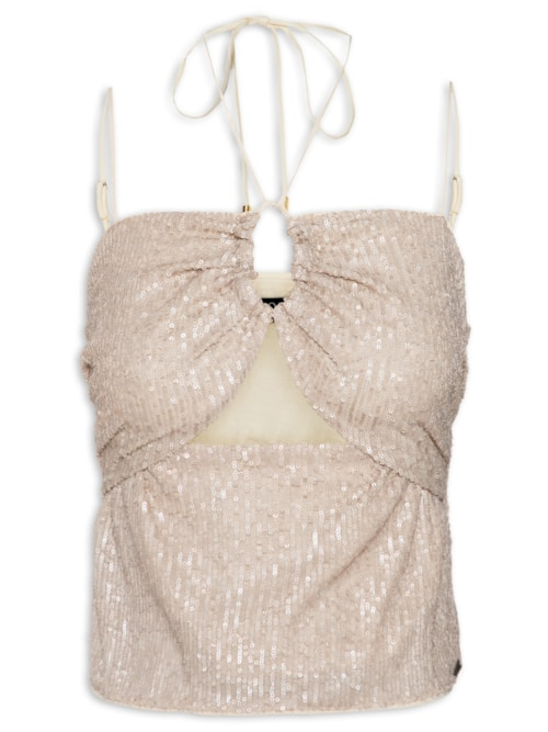 Blusa Feminina Paetê - Bege