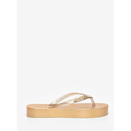 Chinelo Petite Jolie Fresh Up Glitter Ouro/Vanilla PJ7705 33-34