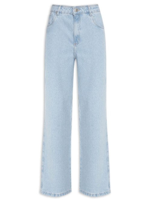 Calça Feminina Jeans Wide Leg Low - Azul