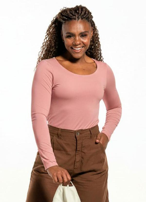 Blusa Feminina Manga Longa - Rosa Blusa Feminina Manga Longa - Rosa