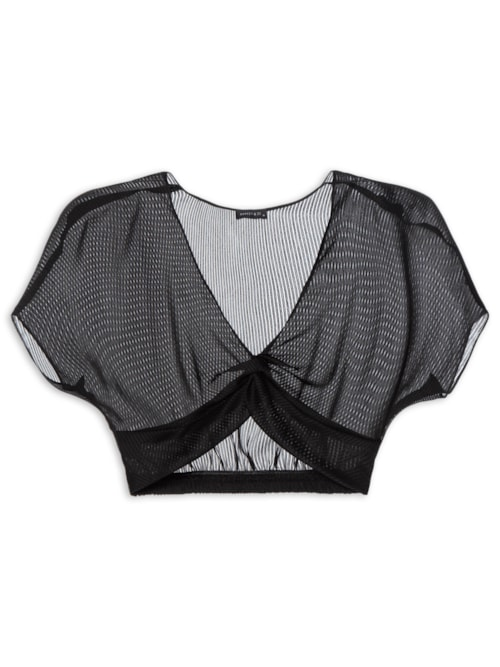 Blusa Cropped Decote Coração - Preto