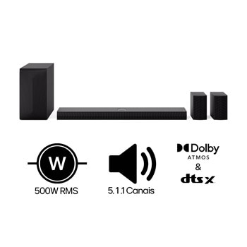 Home Theater Soundbar LG S70TR Dolby Atmos, 500W RMS, 5.1.1 Canais, DTS X, Caixas Traseiras, AI Sound Pro, WOW Sinergy, Bluetooth 5.1, HDMI - S70TR Home Theater Soundbar LG S70TR Dolby Atmos, 500W RMS, 5.1.1 Canais, DTS X, Caixas Traseiras, AI Sound Pro, WOW Sinergy, Bluetooth 5.1, HDMI - S70TR