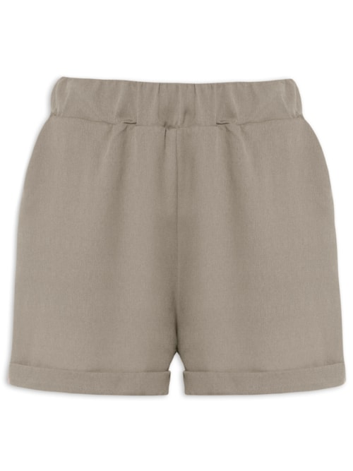 Short Feminino Barra Italiana Com Bolso - Bege