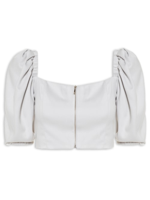 Blusa Feminina Com Zíper Fontal - Cinza Blusa Feminina Com Zíper Fontal - Cinza