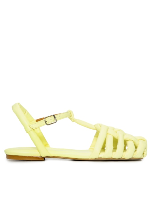 Sandália Feminina Tiras Trançadas - Amarelo