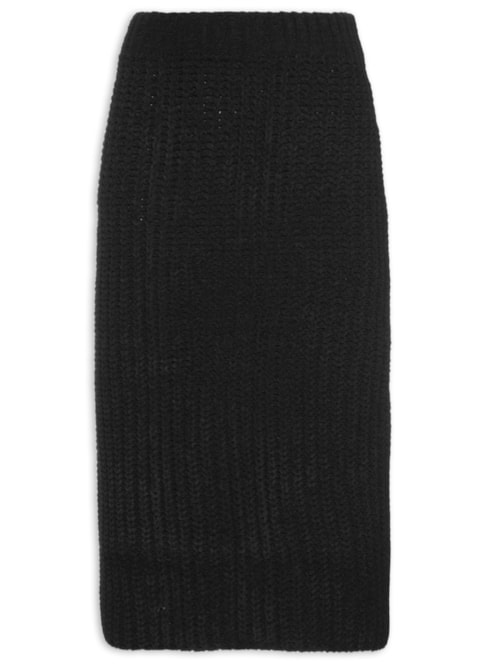 Saia De Tricot Ponto Crochê - Preto Saia De Tricot Ponto Crochê - Preto