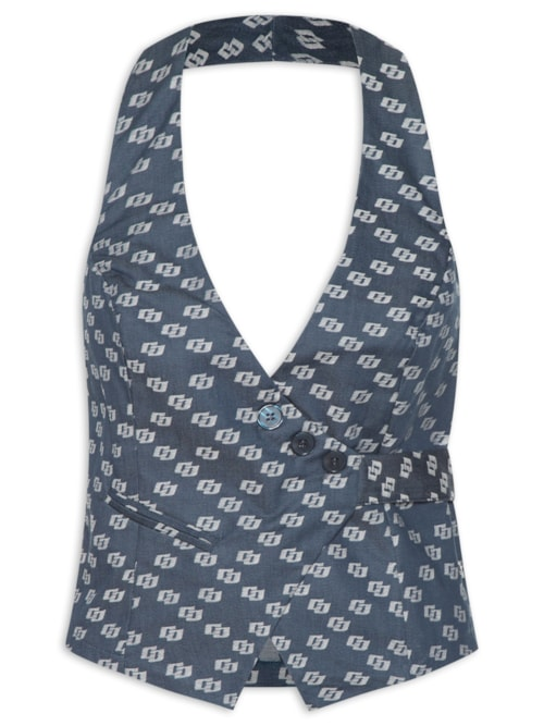Colete Feminino Jacquard - Azul Colete Feminino Jacquard - Azul