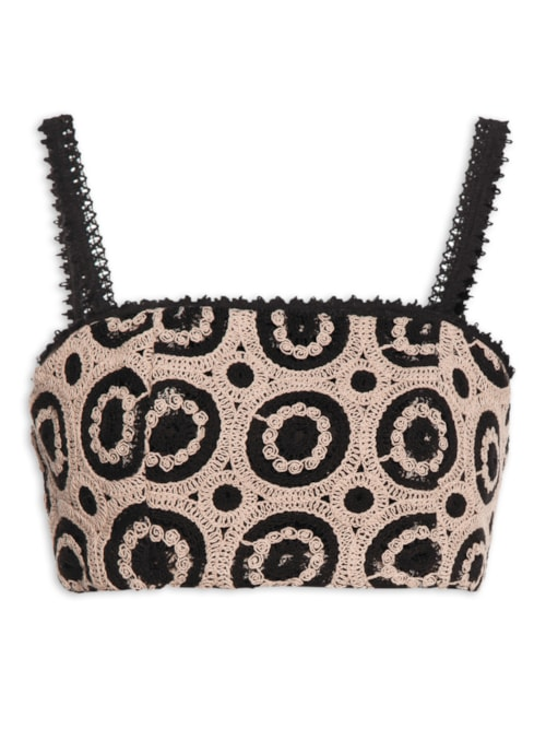 Top Cropped Com Renda - Preto Top Cropped Com Renda - Preto