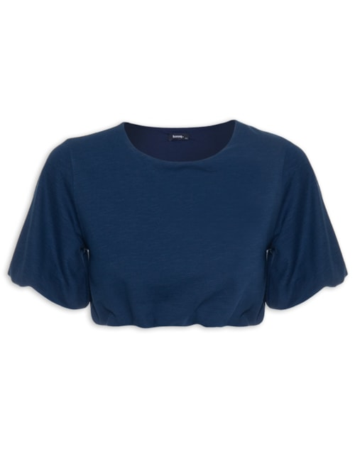 Blusa Manga Curta Balonê - Azul Blusa Manga Curta Balonê - Azul