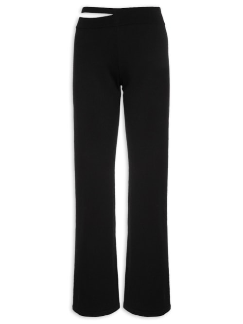 Calça Com Abertura No Cós Em Tricot - Preto