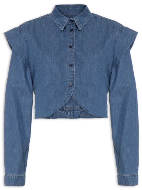 Camisa Feminina Cropped - Azul