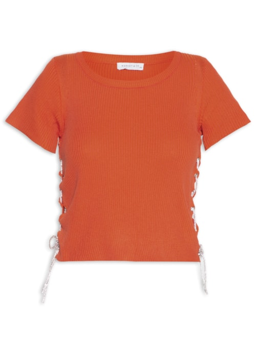 Blusa Feminina Com Amarração Lateral - Laranja Blusa Feminina Com Amarração Lateral - Laranja
