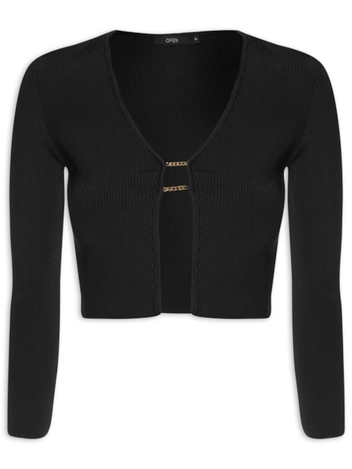Blusa Tricot Com Detalhe Metal - Preto