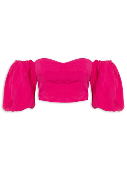 Blusa Manga Aplicada Tencel - Rosa