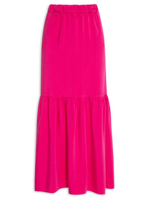 Saia Longa Cós Franzido Tencel - Rosa Saia Longa Cós Franzido Tencel - Rosa