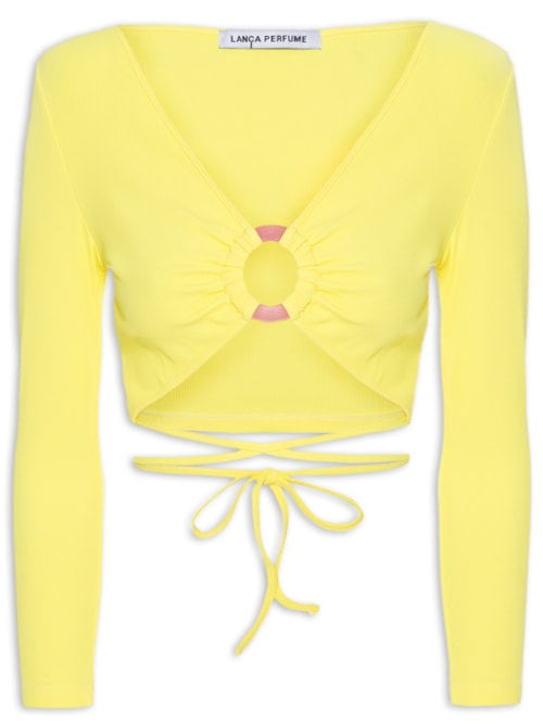 Blusa Feminina Com Amarração Cropped - Amarelo