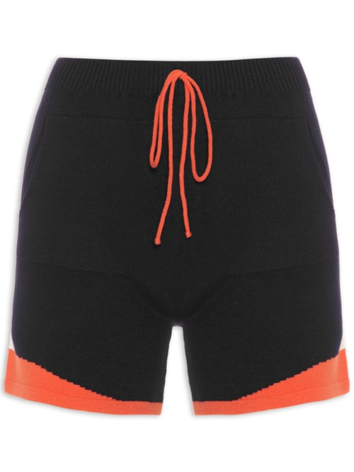 Short Feminino Bicolor Tricot - Azul