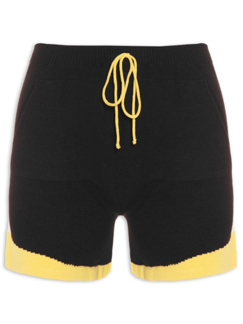 Short Bicolor Tricot - Preto