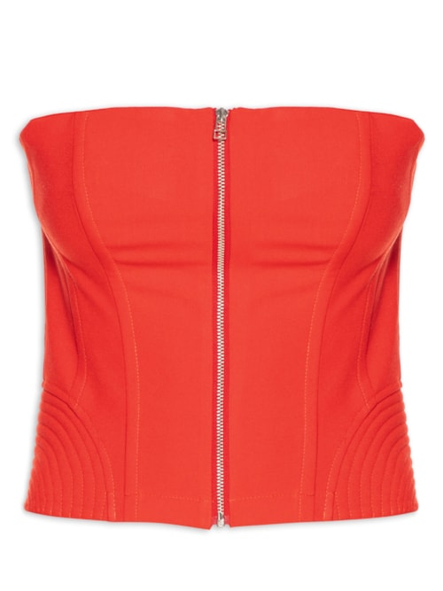 Blusa Feminina Corset Com Zíper Frontal - Vermelho Blusa Feminina Corset Com Zíper Frontal - Vermelho