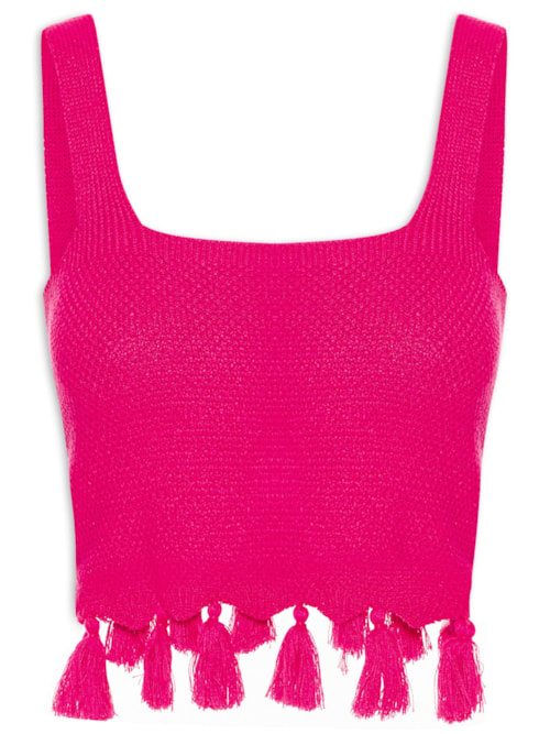 BLUSA CROPPED TRICOT COM TASSEL FEMININA - ROSA BLUSA CROPPED TRICOT COM TASSEL FEMININA - ROSA