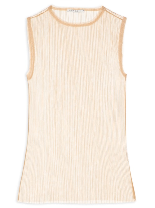 Blusa Feminina Tule Plissado - Bege Blusa Feminina Tule Plissado - Bege