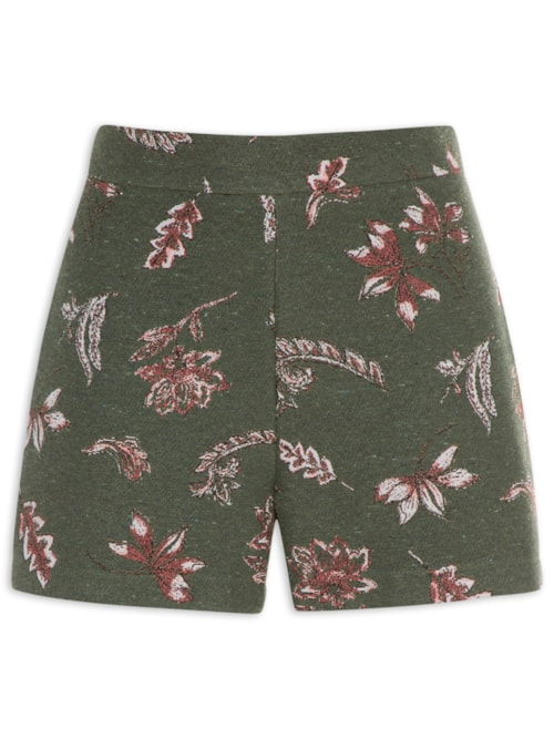 Short Feminino Jacquard Estampado - Verde