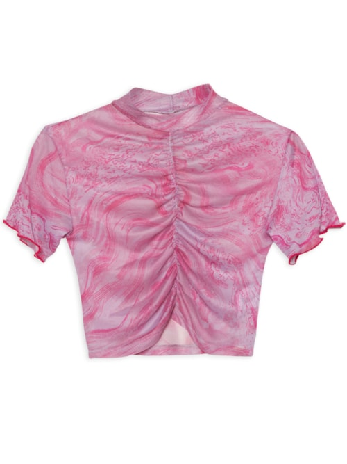 Blusa Cropped Tule Est Ondas - Lilás