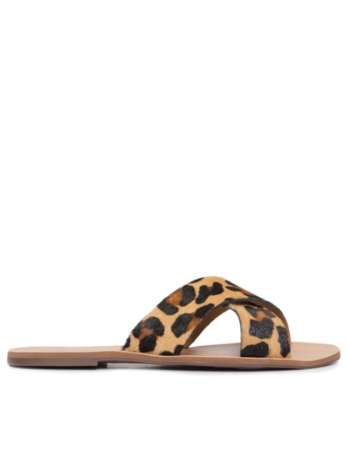 Sandália Rasteira Tiras Cruzadas - Animal Print Sandália Rasteira Tiras Cruzadas - Animal Print