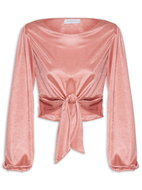 Blusa Ml Acetinada - Rosa