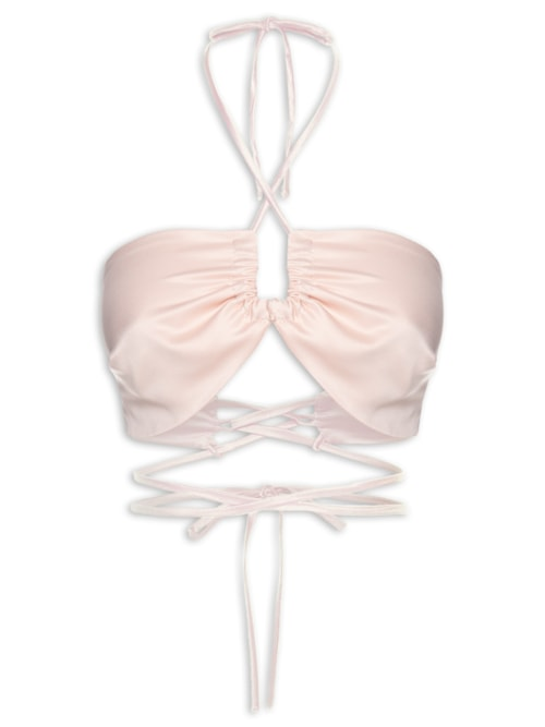 Top Satin Amarração - Bege Top Satin Amarração - Bege