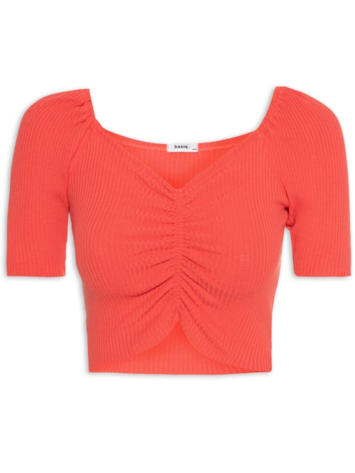 Blusa Decote Franzido - Laranja