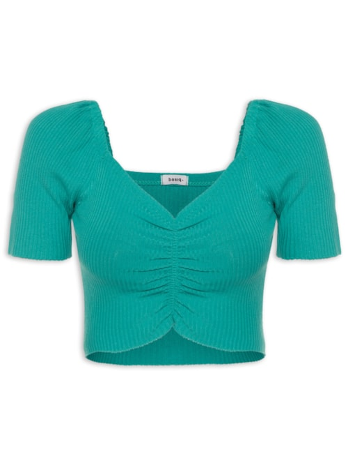 Blusa Decote Franzido - Verde Blusa Decote Franzido - Verde