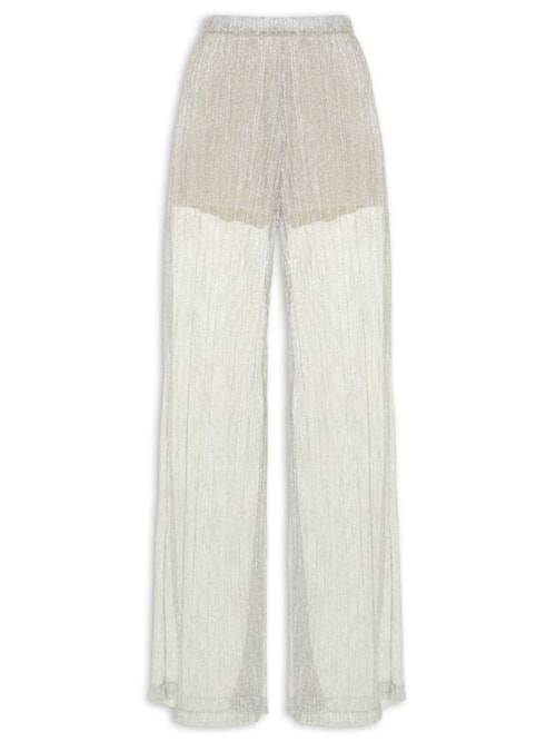 Calça Feminina Pantalona Tule Shine - Prata