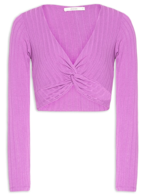 Blusa Canelada Transpasse Frente - Roxo Blusa Canelada Transpasse Frente - Roxo