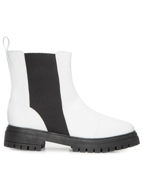 Bota Feminina Chelsea Cano Curto Couro - Branco