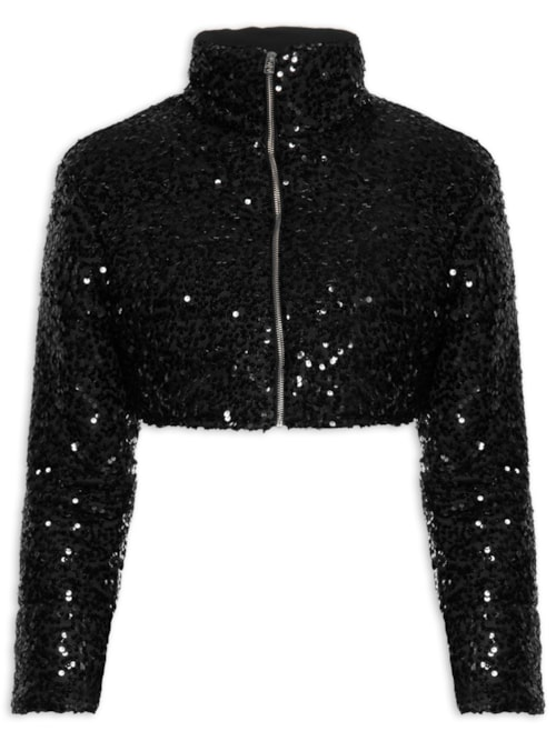 Jaqueta Feminina Puffer Cropped - Preto