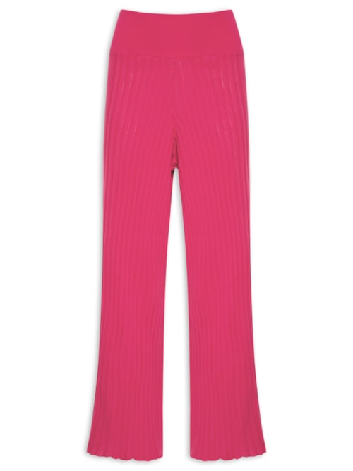 Calça Feminina Tricot Com Plissados - Rosa