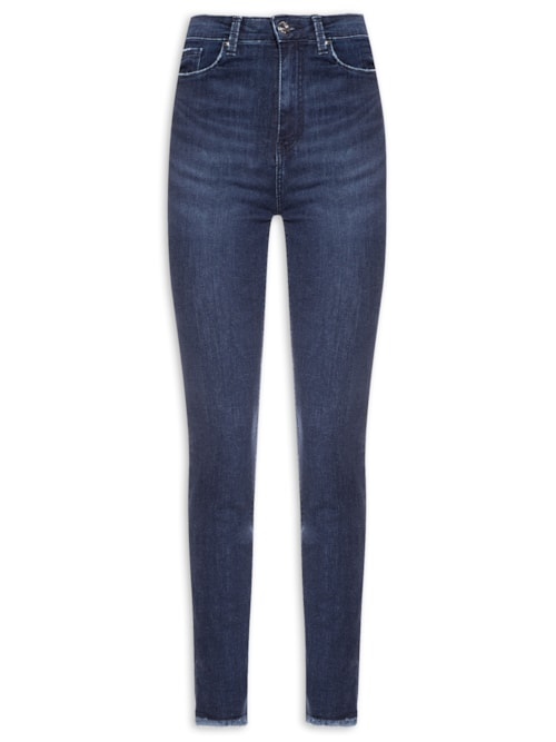 Calça Feminina Jeans Skinny Barra Desfiada - Azul