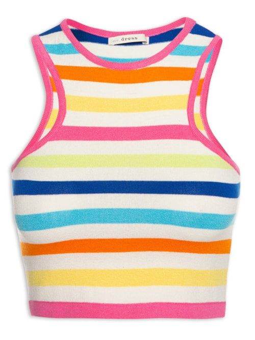Blusa Tricot Listra Color - Branco