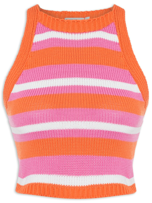 Blusa Tricot Listrada - Laranja Blusa Tricot Listrada - Laranja