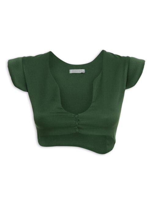 Blusa Cropped Feminina Assimétrica - Verde Blusa Cropped Feminina Assimétrica - Verde