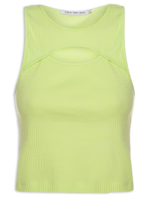 Blusa Sem Manga Ribana Recorte Frontal - Verde