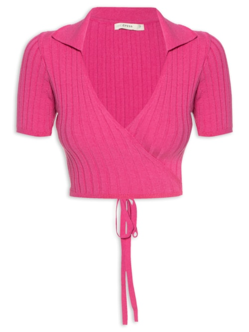 Blusa Cropped Transpassada Tricot - Rosa Blusa Cropped Transpassada Tricot - Rosa