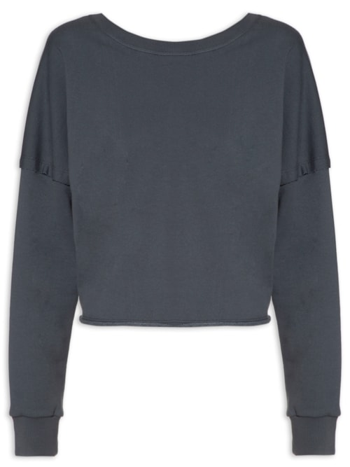 Blusa Moletom Repuxado Costas - Cinza