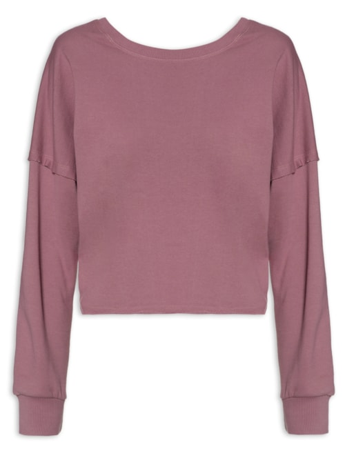 Blusa Moletom Repuxado Costas - Rosa Blusa Moletom Repuxado Costas - Rosa