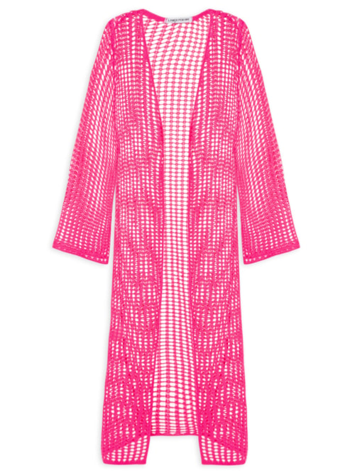 Cardigan Feminino Tricot Alongado - Rosa Cardigan Feminino Tricot Alongado - Rosa