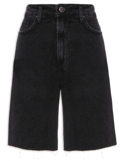 Bermuda Jeans Feminina Super High - Preto